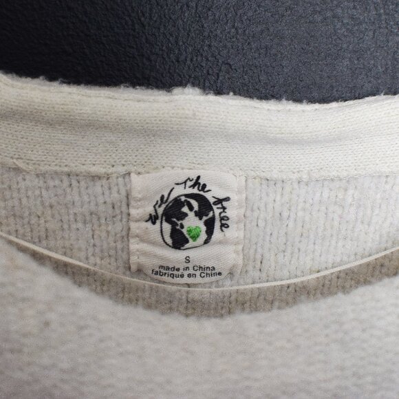 Free People Eastwood Knit Pullover Sweater Oversized Chunky Ivory Size S Boho - Picture 11 of 12